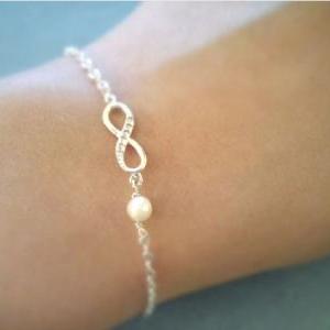 Simple, Cute, Infinity Pearl, Gold Or Silver,..