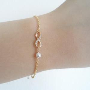 Simple, Cute, Infinity Pearl, Gold Or Silver,..