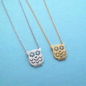 Cute, Night Owl, Gold Or Silver, Necklace