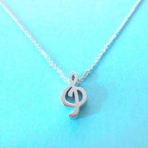 Cute G Clef Music Lovers Sterling Silver Necklace