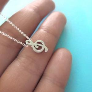 Cute G Clef Music Lovers Sterling Silver Necklace