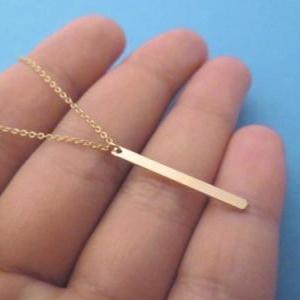 Goldfilled, Vertical Bar, Pendant And Chain,..