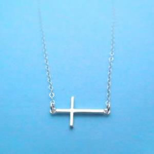 Sterling Silver, Sideway Cross, Simple And..