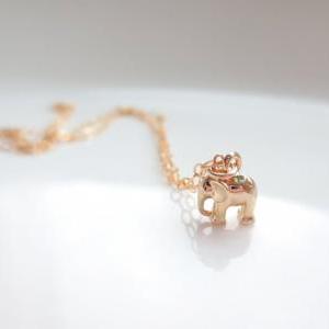 Tiniest, Cute, Baby Elephant, Gold Filled Chain,..