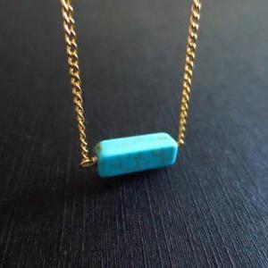 Turquoise, Bar, Gold/ Silver, Necklace, Simple,..