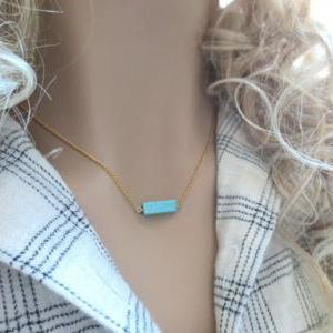 Turquoise, Bar, Gold/ Silver, Necklace, Simple,..