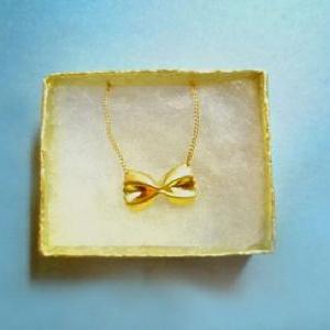 Cute, Pasta Necklace, Farfalle, Gold Necklace