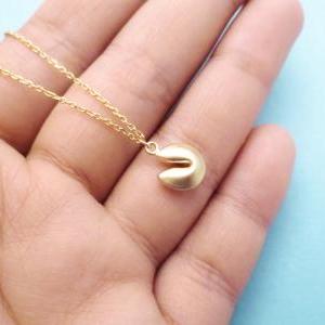 Fortune, Cookie, Necklace, Good, Luck, Fate, Gold/..