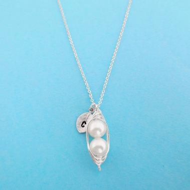 Pea Pod, Two Pearls, Cute Pea, Necklace, Simple,..