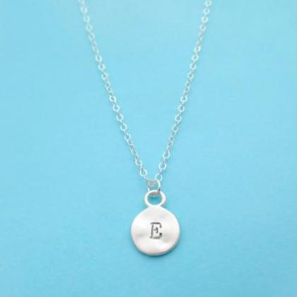 Coin, Initial, Necklace, Silver, Personalized,..