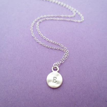 Coin, Initial, Necklace, Silver, Personalized,..