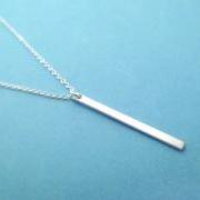 Sterling Silver, Vertical Bar, Pendant & Chain, Simple, Necklace