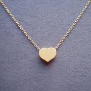 Cute Simple, Gold Vermeil Heart Pendant, Gold Filled Chain, Necklace