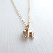Tiniest, Cute, Baby Elephant, Gold Filled Chain, Necklace