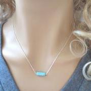 Brick, Turquoise, Bar, Pendant, On, Sterling, Silver/ Goldfilled, Chain, Minimal, Simple, Necklace, Unique, Design, Necklace, For, Her