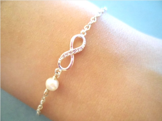 Simple, Cute, Infinity Pearl, Gold Or Silver, Bracelet