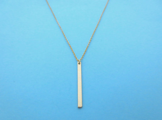 Goldfilled, Vertical Bar, Pendant And Chain, Simple, Necklace