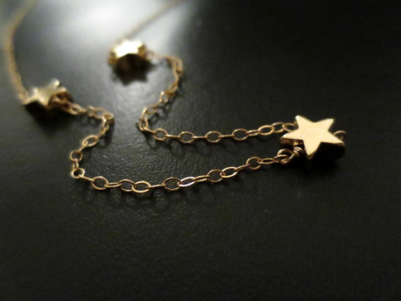 Mamma Mia, Sophie Necklace, Star, Goldfilled Chain, Three, Triple, Wedding, Bridal, Lariat, Necklace