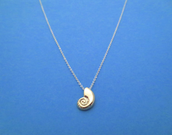 Gold Ariel Voice, Mixed Color, Sterling Silver Chain, Seashell, Necklace