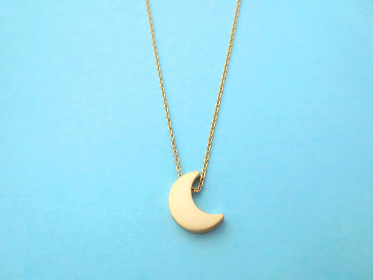 Crescent Moon Necklace, Gold Moon Necklace, Simple Necklace, Modern, Cute, Gold Necklace