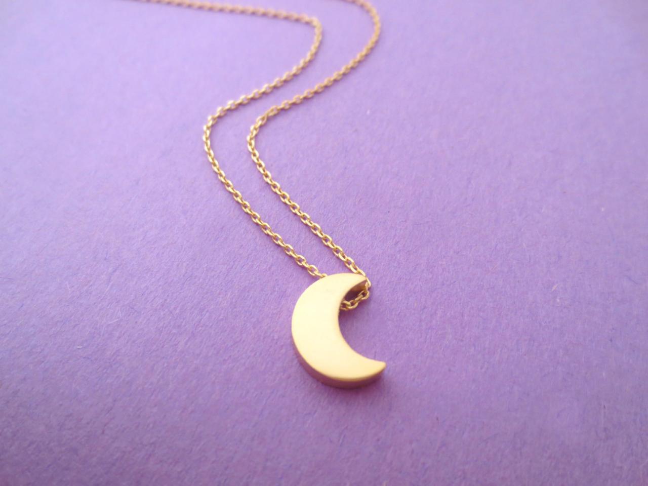Crescent Moon Necklace, Gold Moon Necklace, Simple Necklace, Modern ...