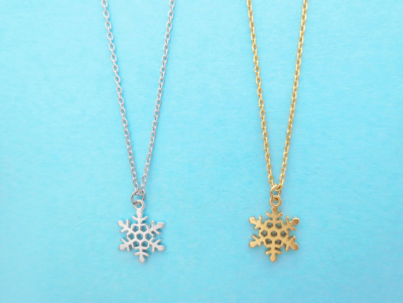 Snowflake, Necklace, Gold/ Silver, Jewelry, Simple, Minimal, Frozen, Winter, Necklace, Cute, Necklace, Gift, Necklace