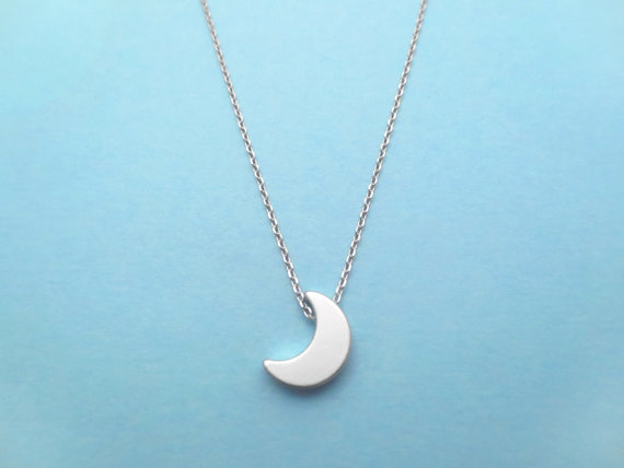 Half, Moon, Crescent, Moon, , Moon, Silver, Necklace
